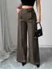 Pantalones de Traje Casual Elegantes de Trabajo para Mujer de Pierna Recta Sueltos de Cintura Alta, Novedad Otoño e Invierno 2025 Europeos y Americanos Transfronterizos