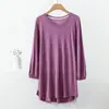 Camiseta de Verano Fina de Modal de Nueve Mangas para Mujer con Cuello en V Talla Extra Grande Top Holgado Casual Camiseta Base para Aire Acondicionado