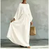 Vestido de Estilo Zen para Mujer, Estilo Europeo y Americano Transfronterizo, Vestido Largo Casual Simple con Cinturón a la Cintura y Sensación de Alta Gama, Ropa para Mujer que Ceñe la Cintura y con Dobladillo Acampanado