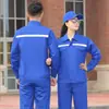 Roupa de Trabalho Leve Respirável de Poliéster-Algodão para Verão Terno Masculino Manga Longa Oficina de Fábrica Canteiro de Obras Roupas de Proteção do Trabalho Refletivas Roupas de Engenharia