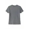 Estructura Simple Minimalista Estilo ROW Camiseta de Manga Corta Cuello Redondo Pequeño de Lana Tencel Inteligencia Alta Estándar para Viajes al Trabajo Hombro Recto Ajuste Delgado Top