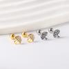 Aretes de Calabaza Transfronterizos Moda Europea y Americana Simple Creativo Cereza Hongo Diamante Espiral Aretes Acero Inoxidable Uñas para Hueso de la Oreja