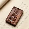 Colgante de Madera Tallada Golpeada por el Rayo de Guan Sheng Di Jun, Señal Pública de Riqueza Wu Cai Shen, Colgante Ornamental Portátil Taoísta con Cuerda, Enviado