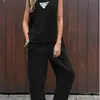 2025 Sudeste Asiático Algodón Lino Moda Casual Holgado Conjunto de Dos Piezas Top sin Mangas para Mujer Pantalones Sueltos Conjunto de Mujer Mujer