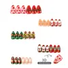 30 peças de popular amêndoa de Natal 3D, unhas postiças de árvore de Natal requintadas com lindos laços