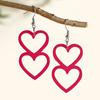 Nuevos Pendientes de Madera de Color Sólido Transfronterizos Elementos en Forma de Corazón para el Día de San Valentín Pendientes Geométricos Creativos Regalos Europeos y Americanos para el Día de la Madre