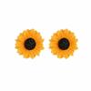 Juego de collar y aretes de girasol transfronterizo europeo y americano para mujer, Cadena de clavícula de rama de girasol a la moda y aretes de botón al por mayor, Exquisito