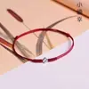 Pulsera de Cuerda Roja con Trébol de Cuatro Hojas de Plata de la Suerte, Pulsera de la Suerte para el Año del Zodiaco, Tobillera Trenzada Casual, Pulsera para Pareja Femenina