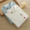 Otoño Nuevo Estilo Pequeño Fresco Doble Capa Camisa de Hilo de Algodón para Mujer Manga Larga Dulce Estudiantil Artística Bordada Amor Camisa