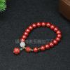 Pulseira de Areia Imperial de Cinábrio Mineral Cru Feita à Mão com Contas DIY Círculo Único Estilo Chinês Joia de Pulseira de Cinábrio para Homens e Mulheres