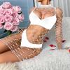 Roupa íntima sexy comércio exterior europeu e americano sexy manga longa de rede transparente feminina meias de seda vazadas peça única de rede apertada w543