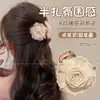 Elegante presilha de cabelo flor de rede 2026 novo modelo presilha de garra com laço para mulheres com cabelo grosso, presilha de tubarão para a parte de trás da cabeça acessório de cabelo