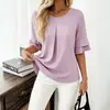 Camiseta de Venta Caliente 2026 Nuevo Sitio Independiente de Amazon, Blusa de Media Manga con Volantes, Ajuste Holgado para Adelgazar, Verano