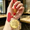 Festival de Mediados de Otoño Pequeño Regalo Oro Puro 999 Día Rico Una Moneda de Oro Llavero de Pastel de Luna Cordón para Teléfono Colgante Empaque de Caja de Regalo