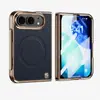 Adecuado para iPhone Duo pantalla plegable, funda de teléfono galvanizada, funda antigolpes MagSafe y soporte integrado con protector de pantalla