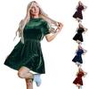 Vestido de veludo de cor pura novo 2024 Feminino Europeu e Americano elegante para o trabalho justo adelgaçante saia curta feminina