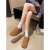 Zapatos de Algodón Marrones Retro de Terciopelo con Suela Gruesa para Mujer 2025 Nuevos Zapatos Birkenstock Peludos de Invierno Cálidos para Exteriores