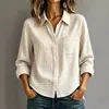 Primavera/Verão 2026 Amazon Cross-Border Europeu e Americano Feminino Manga Longa Xadrez Casual Solto Camisa com Gola Top Feminino