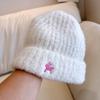 Sombrero de Lana de Ciervo Dulce Japonés para Niños, Sombrero de Punto Grueso y Cálido de Otoño e Invierno, Sombrero de Vuelta Rayado de Forro Polar Teddy