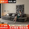 Sofá de Tecido Tecnológico de Luxo Leve Italiano Sala de Estar Apartamento Pequeno Moderno Simples Sofá de Três Lugares Reto Celebridade da Internet Vela