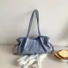 Bolso tote de gamuza de gran capacidad estilo coreano, nuevo para el trabajo, otoño e invierno, bolso de hombro cruzado casual de moda de nicho con cordón