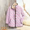 Sudadera de Algodón con Pliegues y Cuello Alto para Mujer 2025 Otoño e Invierno Rayada Sudadera para Mujer de 6 Botones