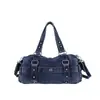 Bolso de mano estilo cojín de mezclilla lavada vintage, elegante bolso de hombro de mezclilla, bolso cruzado simple
