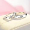 Anillos de Pareja para Hombres y Mujeres, Juego de Anillos de Ala de Ángel con Diamantes, Diseño Abierto Ajustable, Para Regalo, Venta al por Mayor, Estilo de Pareja, Tamaño Ajustable