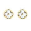 Pendientes de botón de plata de ley S925 con forma de trébol redondo y concha blanca, ligeros, de lujo, para mujer, estilo europeo y americano, joyería de moda transfronteriza francesa al por mayor