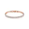 Pulsera de Zirconia Europea y Americana Fila Única Redonda de 4 mm Cadena de Tenis Completamente Diamantada Versátil Transfronteriza Exquisita Moda Joyería Hip-Hop