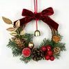 Adornos de Campanillas Pequeñas de Navidad, Decoración de Escena de Piña de Árbol de Navidad con Lazo de Terciopelo, Suministros Decorativos Pequeños Colgantes
