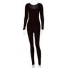 2024 Primavera e Outono novas roupas femininas europeias e americanas Amazon moda popular manga comprida slim hip lifting macacão de cor sólida