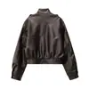 Chaqueta de Cuello Alto de Cuero Sintético de Alta Calidad para Mujer, Nueva, Venta al por Mayor Transfronteriza 8490/701
