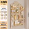 Tablero de madera maciza con agujeros para pasillo, zapatero, estante de almacenamiento superior, modelo de fondo para colgar en la pared del hogar