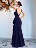 Saia Longa Europeia e Americana Transfronteiriça Intelectual e Elegante Moda Cintura com Design Pregueado Vestido de Festa Vestido Feminino de Alta Qualidade