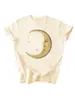 Amazon eBay sitio independiente moda personalizada versátil mujer cara nueva luna estrella manga corta camiseta capa base