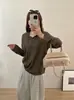 26 Outono Novo Estilo Blusa, Lã Merino Super Fina 100%, Estilo Coreano Cor Sólida com Capuz e Cordão Manga Longa Suéter de Tricô para Mulheres