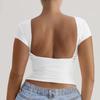 Kaikuo Transfronterizo Primavera/Verano 2026 Amazon Color Sólido Cuello Redondo Espalda Descubierta Manga Corta Sexy Ajustado Y2K Top Camiseta Ropa de Mujer