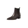 Botas Chelsea de Pele de Cordeiro Silenciosas 2026 Outono/Inverno Salto Grosso Salto Médio Versátil para o Dia a Dia Bico Quadrado Couro Genuíno Botas de Cano Curto de Puxar Femininas