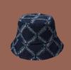 Chapéu de Pescador Série Jeans Retrô Estilo Japonês Feminino Primavera e Verão Casual Versátil Chapéu de Bacia Liso para Rosto Marcante Chapéu de Sol Pequeno para Homens