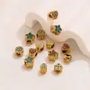 Acessórios de Joias de Aço Inoxidável com Contas Pingente de Flor com Diamante Banhado a 18K Acessórios de Contas Espaçadoras Joias para Pulseira DIY