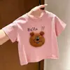 Camiseta Infantil de Manga Corta con Estampado 3D de Oso de Dibujos Animados para Niños y Niñas Camiseta Genial de Moda para Niños Pequeños Top Casual Elegante