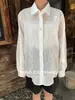 Camisa Recta Bordada de Algodón y Lino Youji Cz Zhang, Ropa de Trabajo Protectora del Sol Casual Top C13725 Top Protector del Sol