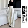 Pantalones deportivos grises para mujer estilo americano, nuevos pantalones casuales de cintura alta para primavera y otoño con corte relajado, diseño de pierna ancha estrecha