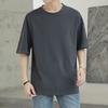 Camiseta de manga corta con cuello redondo para hombre, estilo informal, holgada, de verano, de media manga, color liso, con suministro directo de fábrica