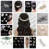 Grampo de Cabelo Europeu, Americano e Asiático em Forma de U com Flores e Folhas, Acessório de Cabelo para Noivas, Grampo de Cabelo para Casamento, Grampo de Cabelo para Festa e Banquete