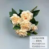 Flor de diamante rosa de 9 cabeças transfronteiriça, nova flor de simulação, buquê de rosa para noiva segurar, adereços de fotografia, decoração de casa, flor