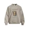 Moletom com Capuz Redondo Patchwork Estampa de Retrato Ilustração Americana Casual Solto Primavera Outono Estilo Masculino Vibe Streetwear Pulôver Americano