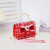 Bolsa Infantil con Lazo y Perlas, Bolso de Mano, Bolso Cruzado, Bolso Pequeño Estilo Chanel para Año Nuevo, Bolso de Princesa a la Moda, Bolso de Hombro