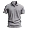 2025 Verão Transfronteiriço Masculino Casual Camisa de Botão Solta de Linho Lapela Camisa Polo Manga Curta para Homens
